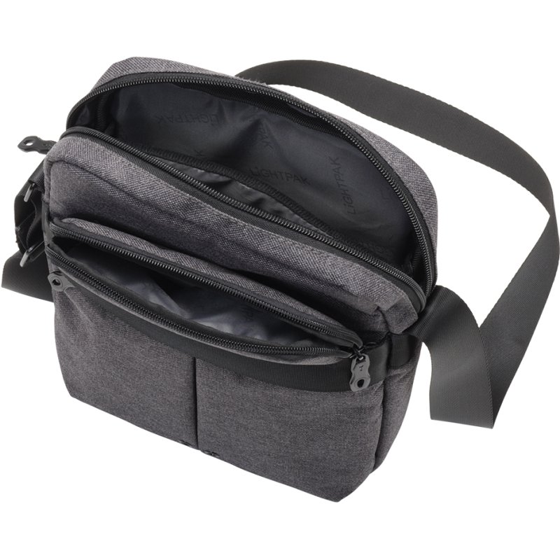 Schoudertas Epsilon, grijs, polyester, gepolsterd tabletvak